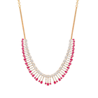 Radiant Flora Pink Stone Choker Set in Silver