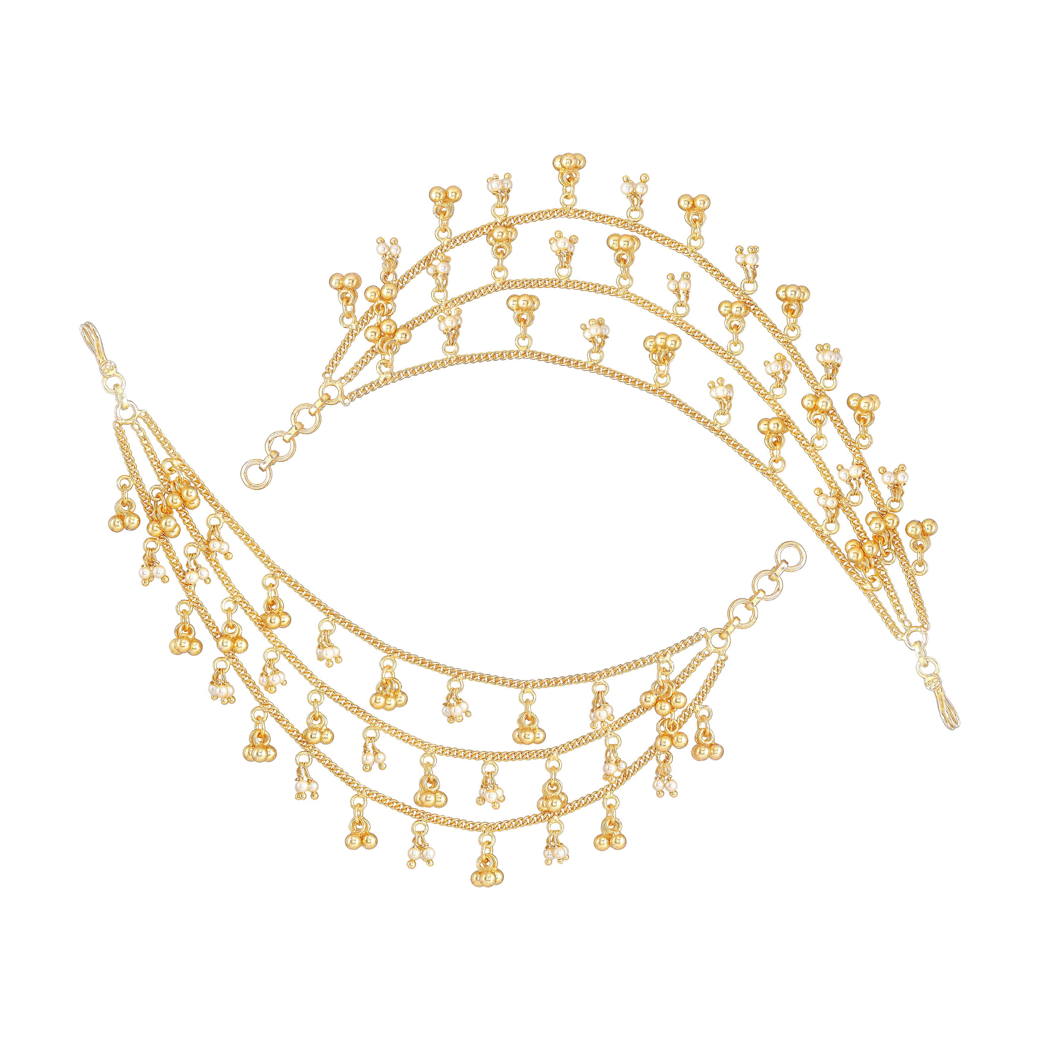 Silver 3-Layer Gold Plated Ear Chains