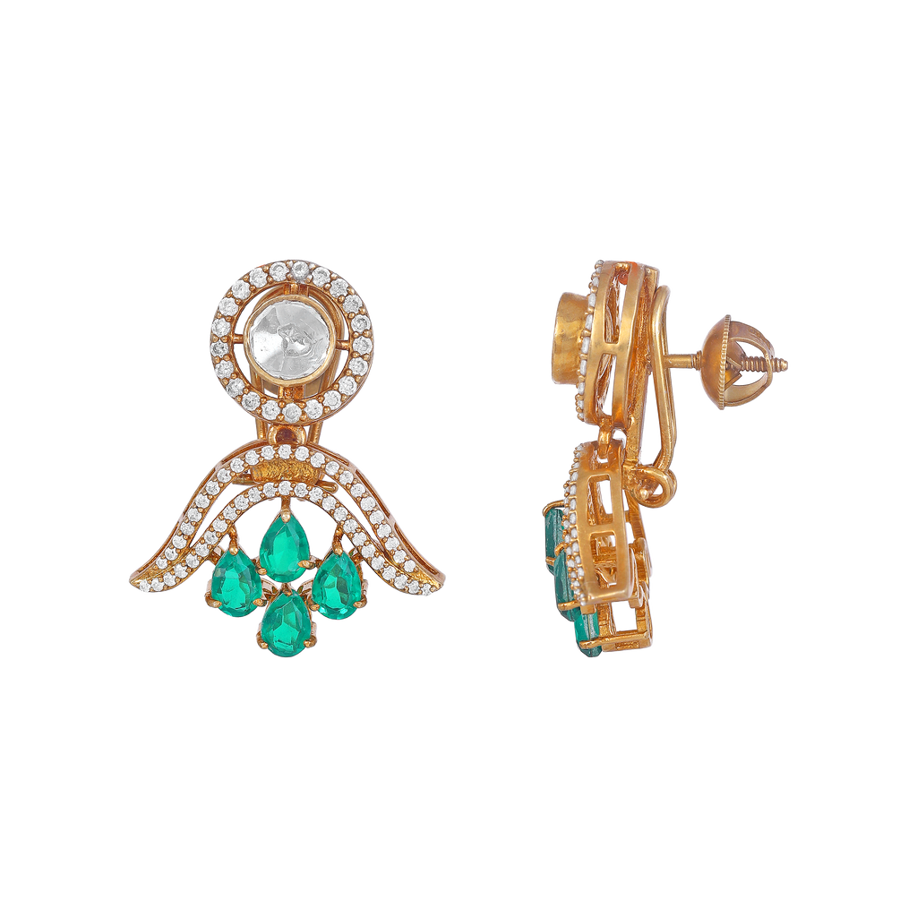 Vintage Polki-Inspired Silver Drop Earrings