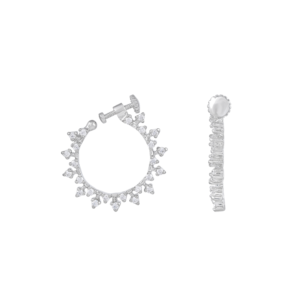 Stellar Halo CZ Adjustable Nose Ring in 92.5 Silver
