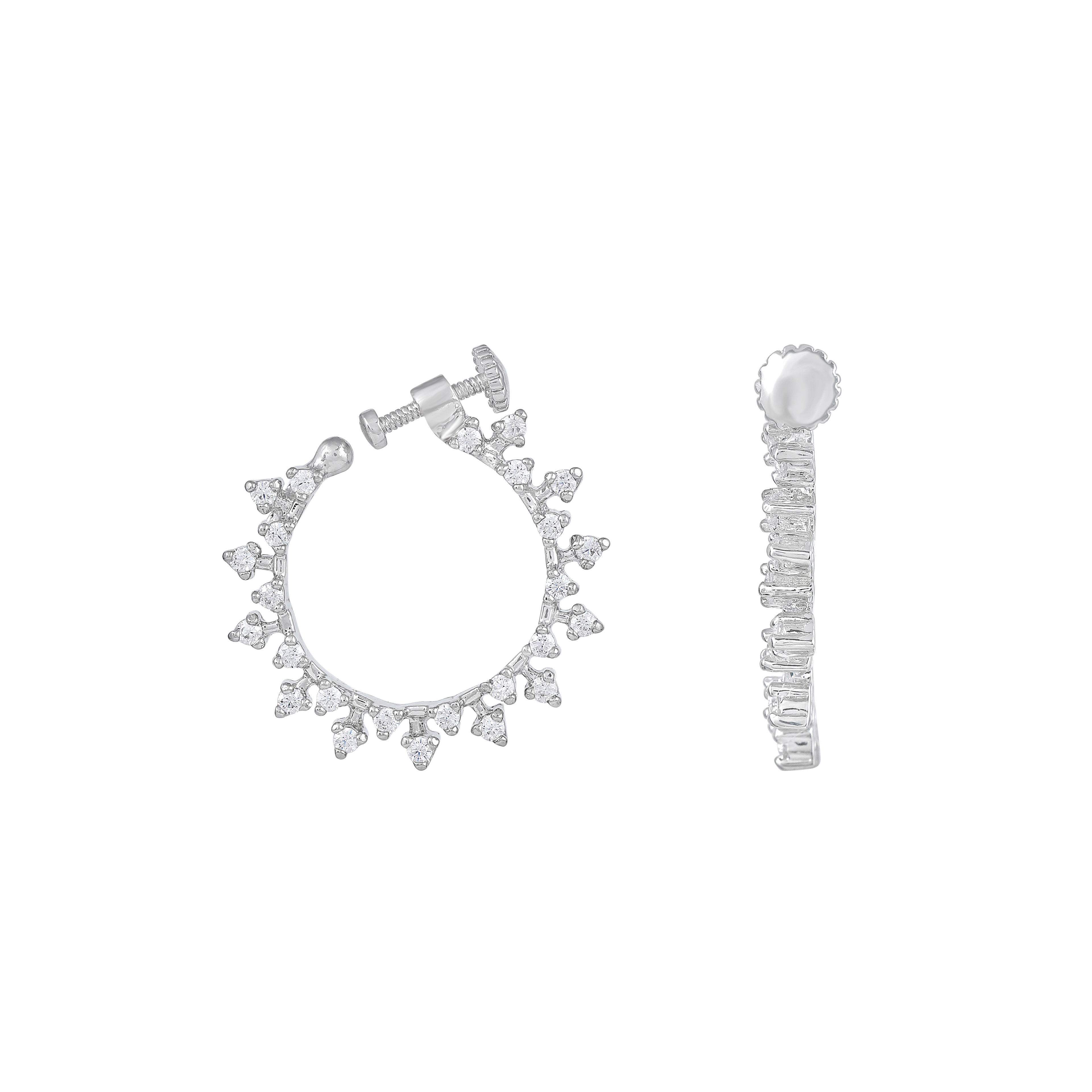 Stellar Halo CZ Adjustable Nose Ring in 92.5 Silver