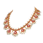 Silver Red Stone Floral Haram