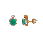 Regal Green Stone CZ Halo Studs in Silver
