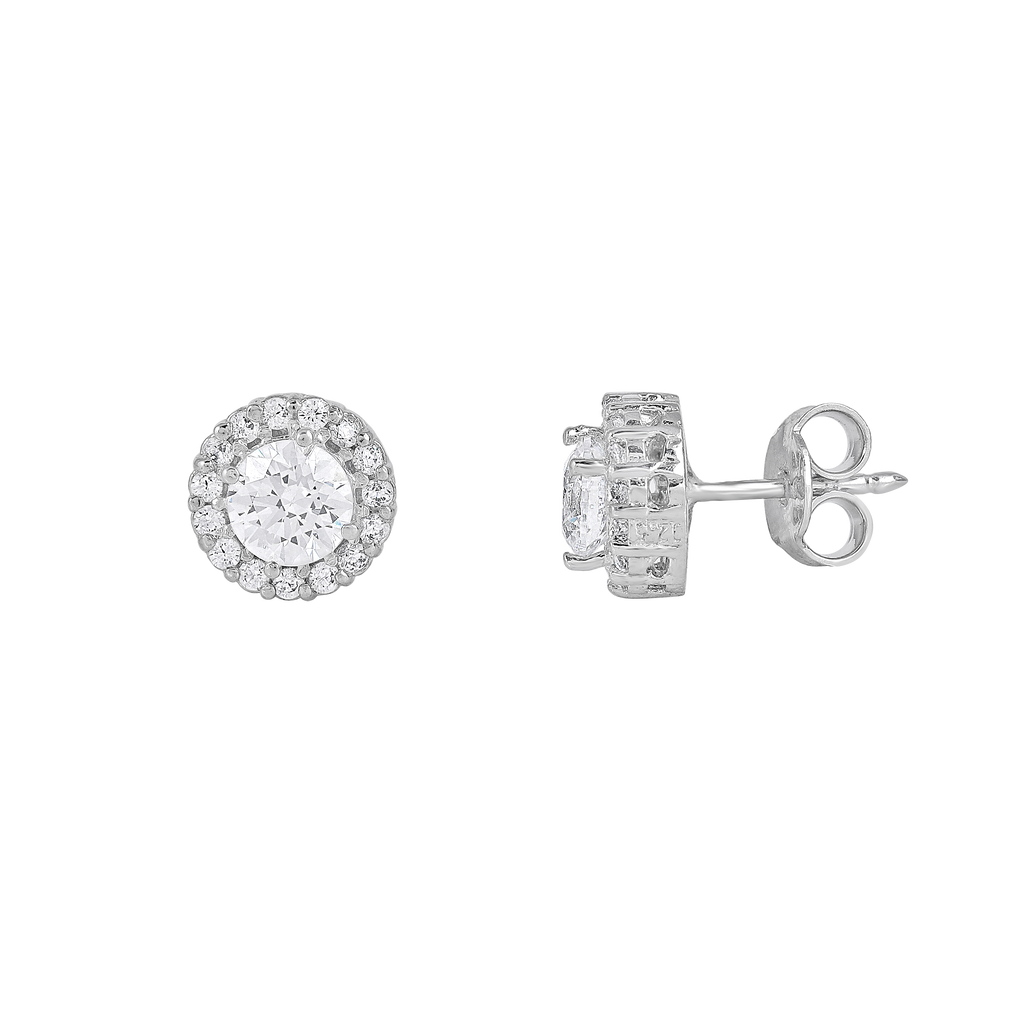 Timeless Brilliance CZ Halo Studs in Silver