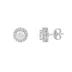Timeless Brilliance CZ Halo Studs in Silver