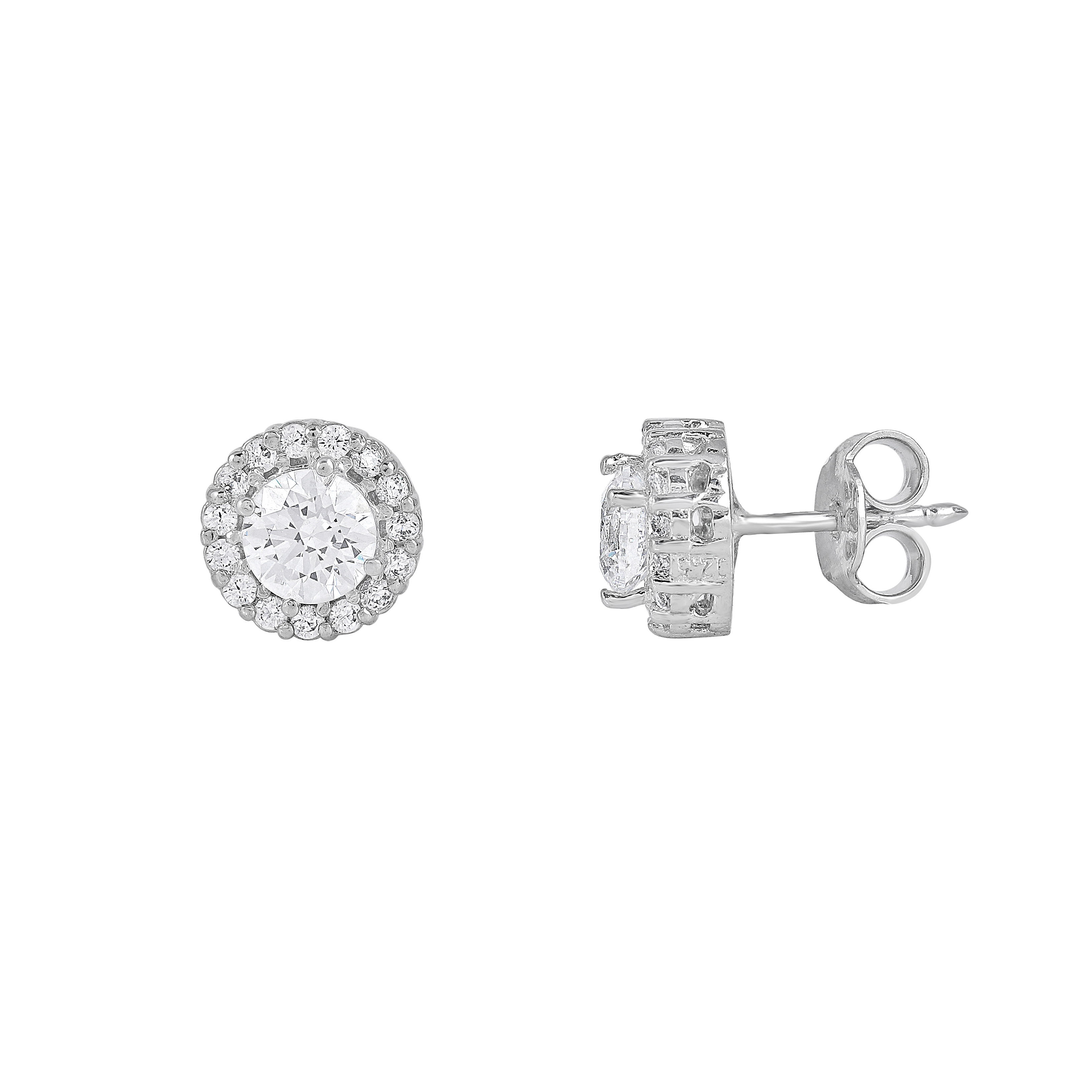 Timeless Brilliance CZ Halo Studs in Silver