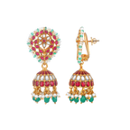 Vibrant Floral Kemp-Style 92.5 Silver Jhumkas