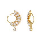 Aurora Bezel-Set CZ Silver Nose Pin with Pearl Accents