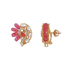 Silver Peacock Stud Earrings in Pink Stone