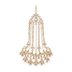 Mughal-Style Silver Passa with CZ & Pearl Droplets