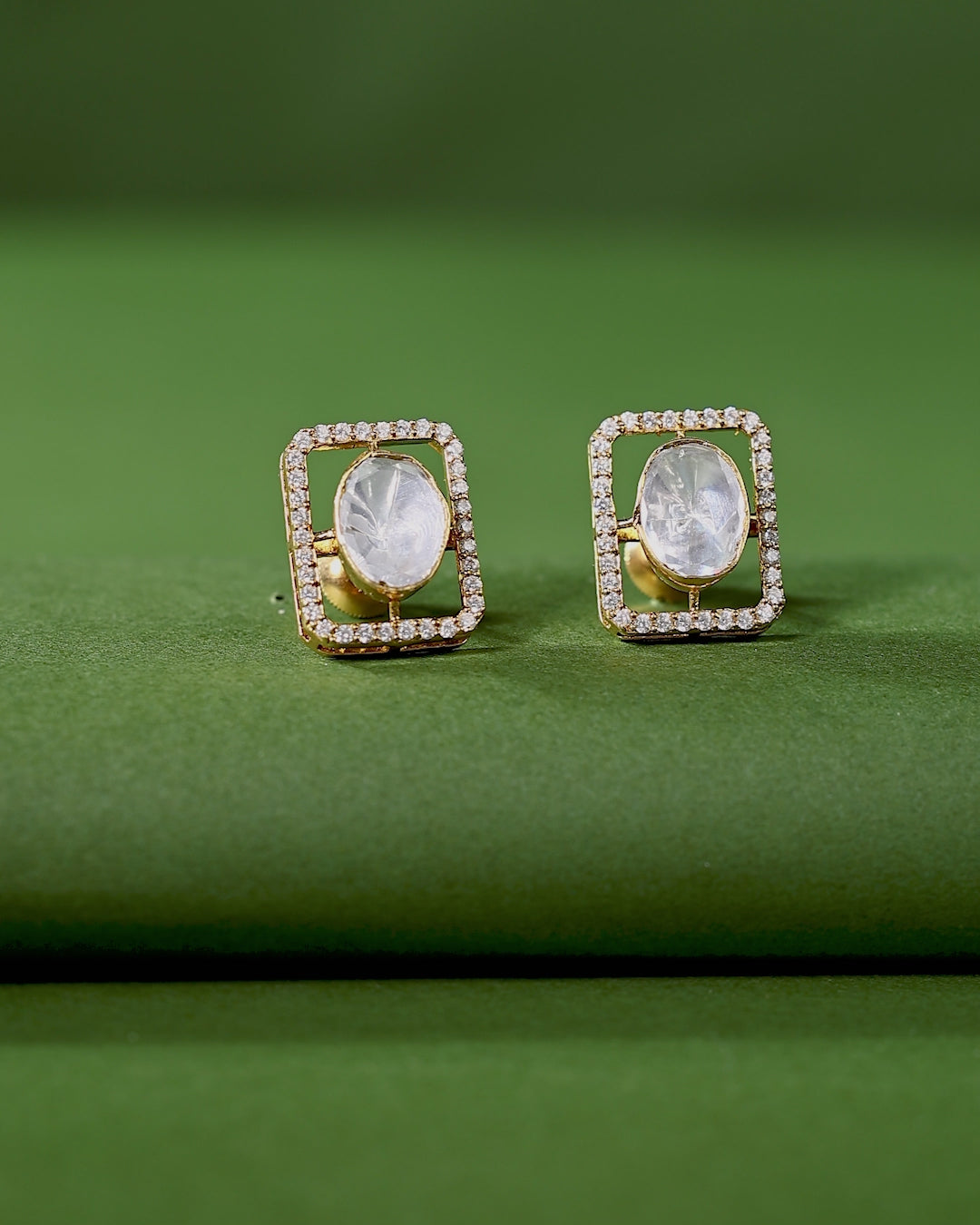 Silver Geometric CZ Halo Studs