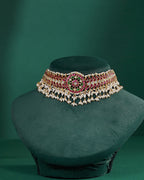 Royal Floral Kundan Pattern Choker in Silver