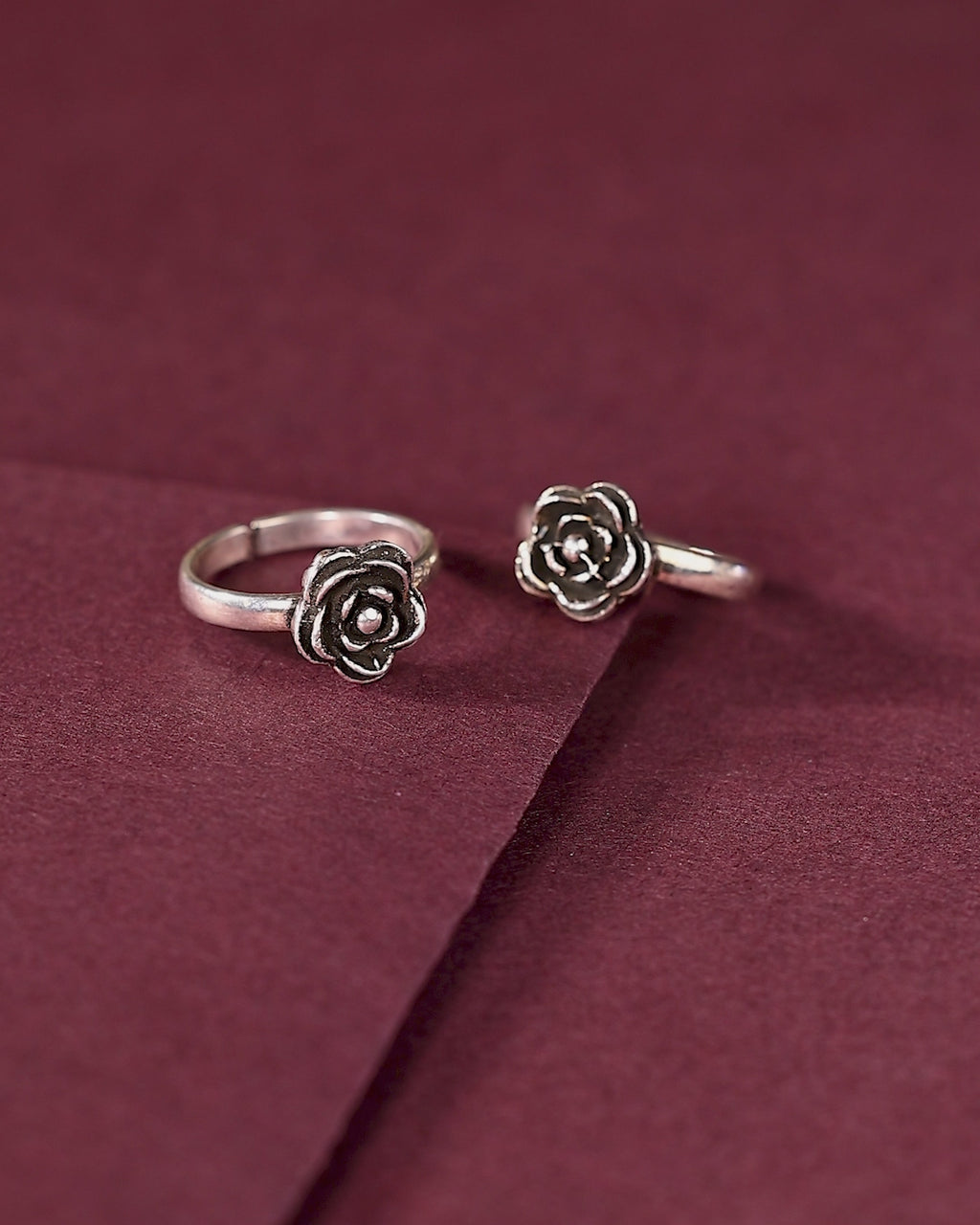 Pure 92.5 Silver Floral Toe Rings