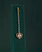 Silver Gold-Plated Heart Maang Tikka with Pearl Chain