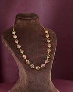 Gold-Tone Silver Kundan Pattern Bead Necklace