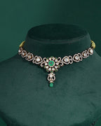 Silver Polki Pattern Short Necklace