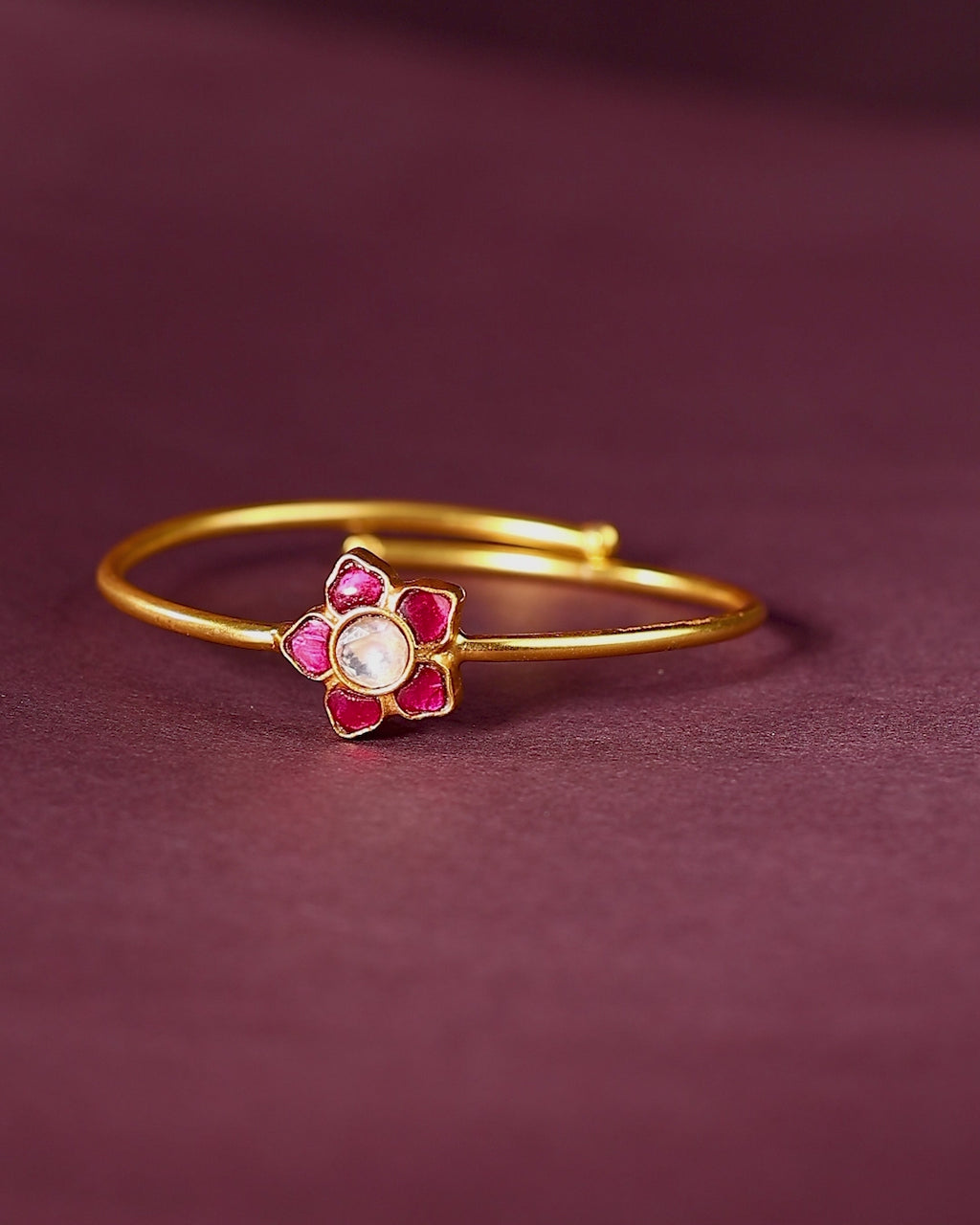 Floral Bypass Bracelet in Gold-Plated 92.5 Silver
