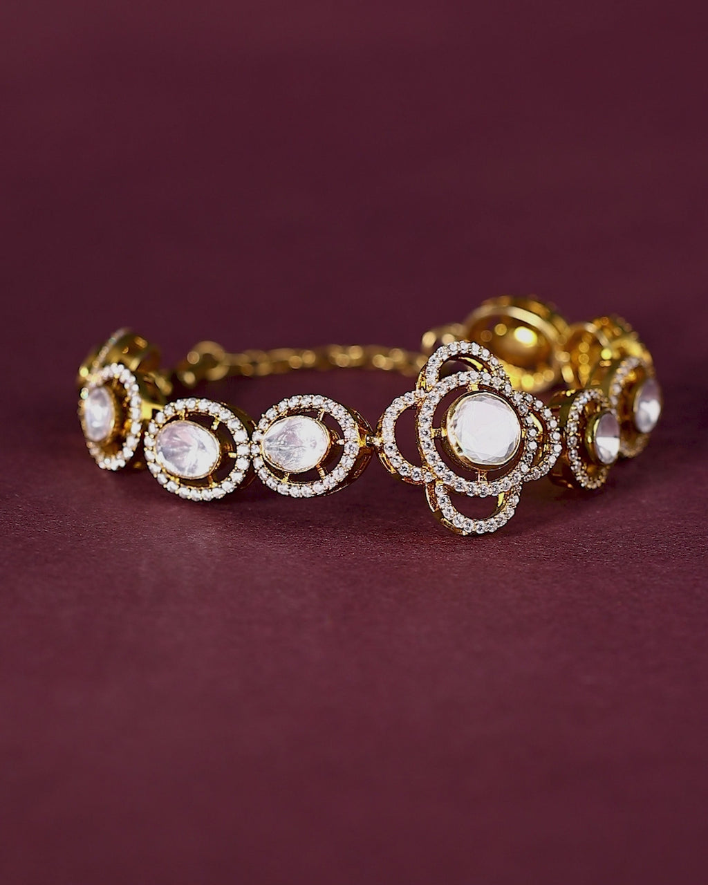 Vintage Polki-Style Floral Bracelet