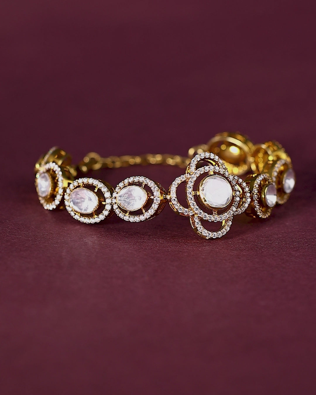 Vintage Polki-Style Floral Bracelet
