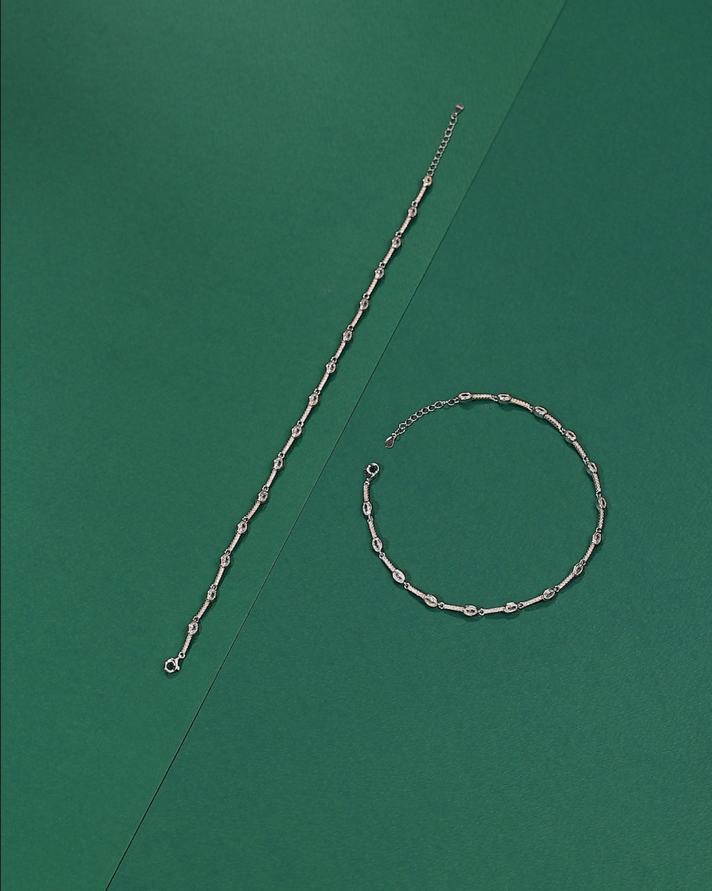 Marquise CZ Bezel Anklet in 92.5 Sterling Silver