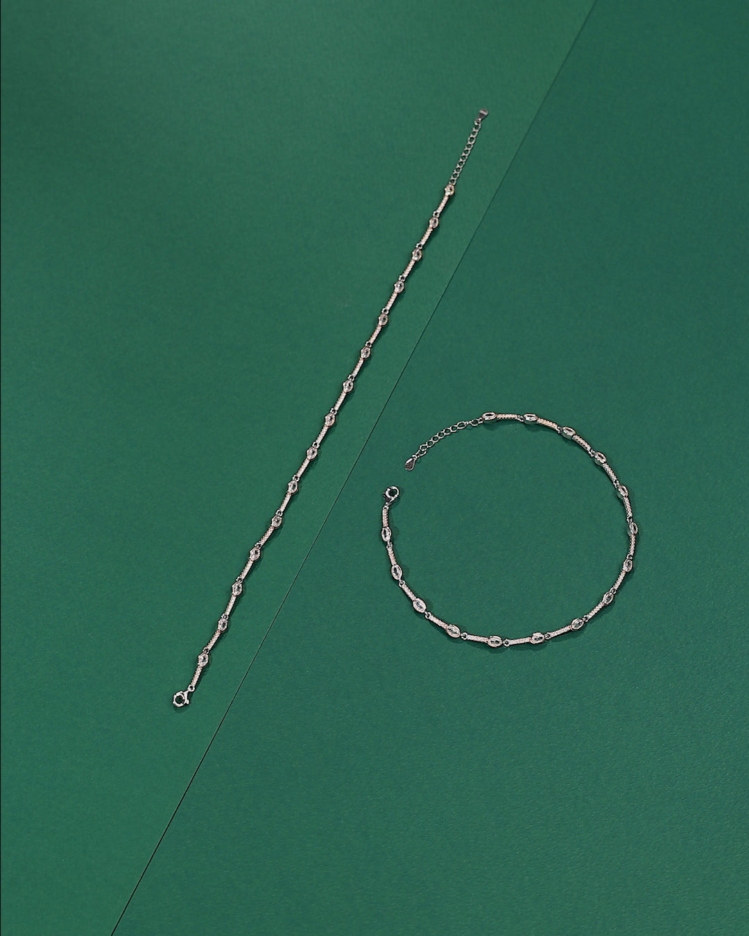 Marquise CZ Bezel Anklet in 92.5 Sterling Silver