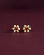 Floral Polki-Style Silver Studs