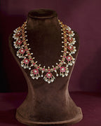 Silver Red Stone Floral Haram