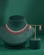 Radiant Flora Pink Stone Choker Set in Silver