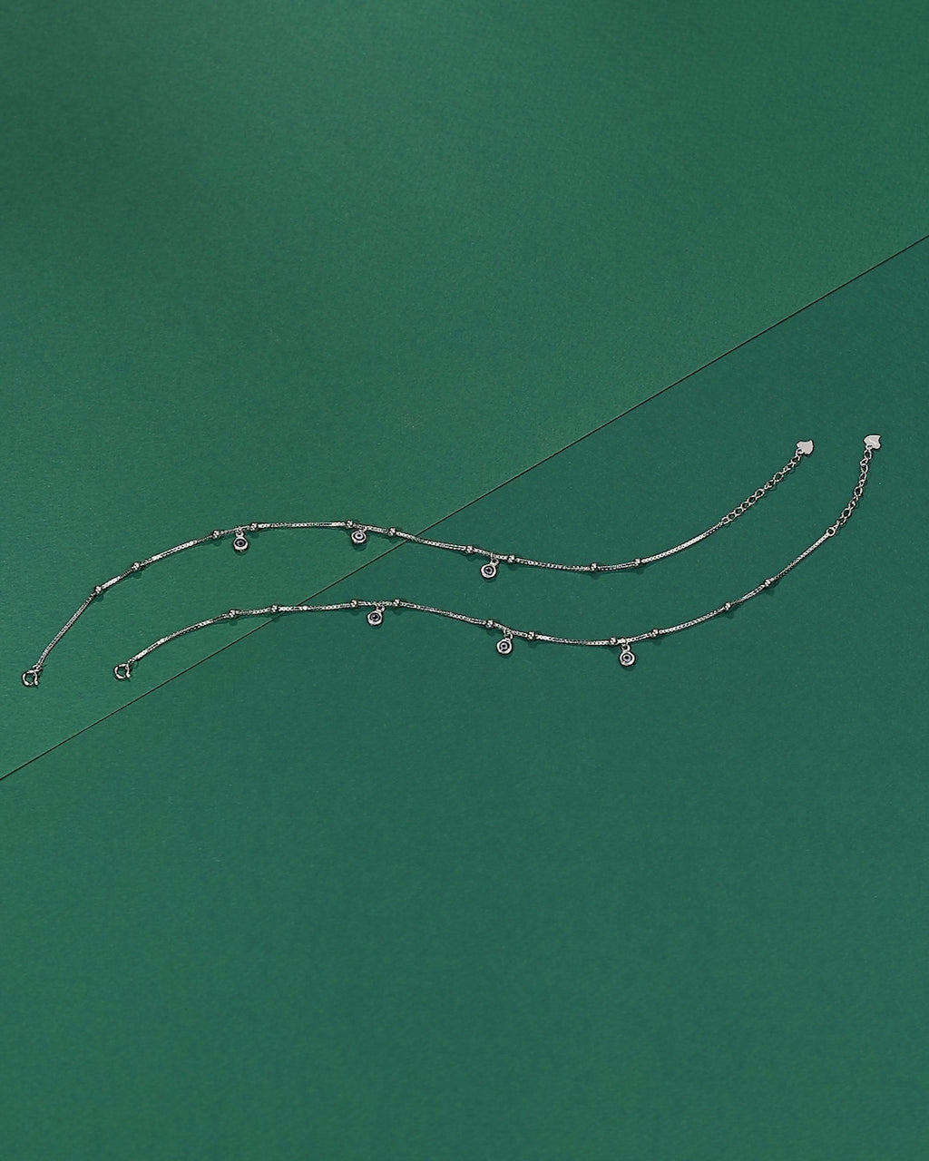 Minimalist Silver Evil Eye Charm Anklets