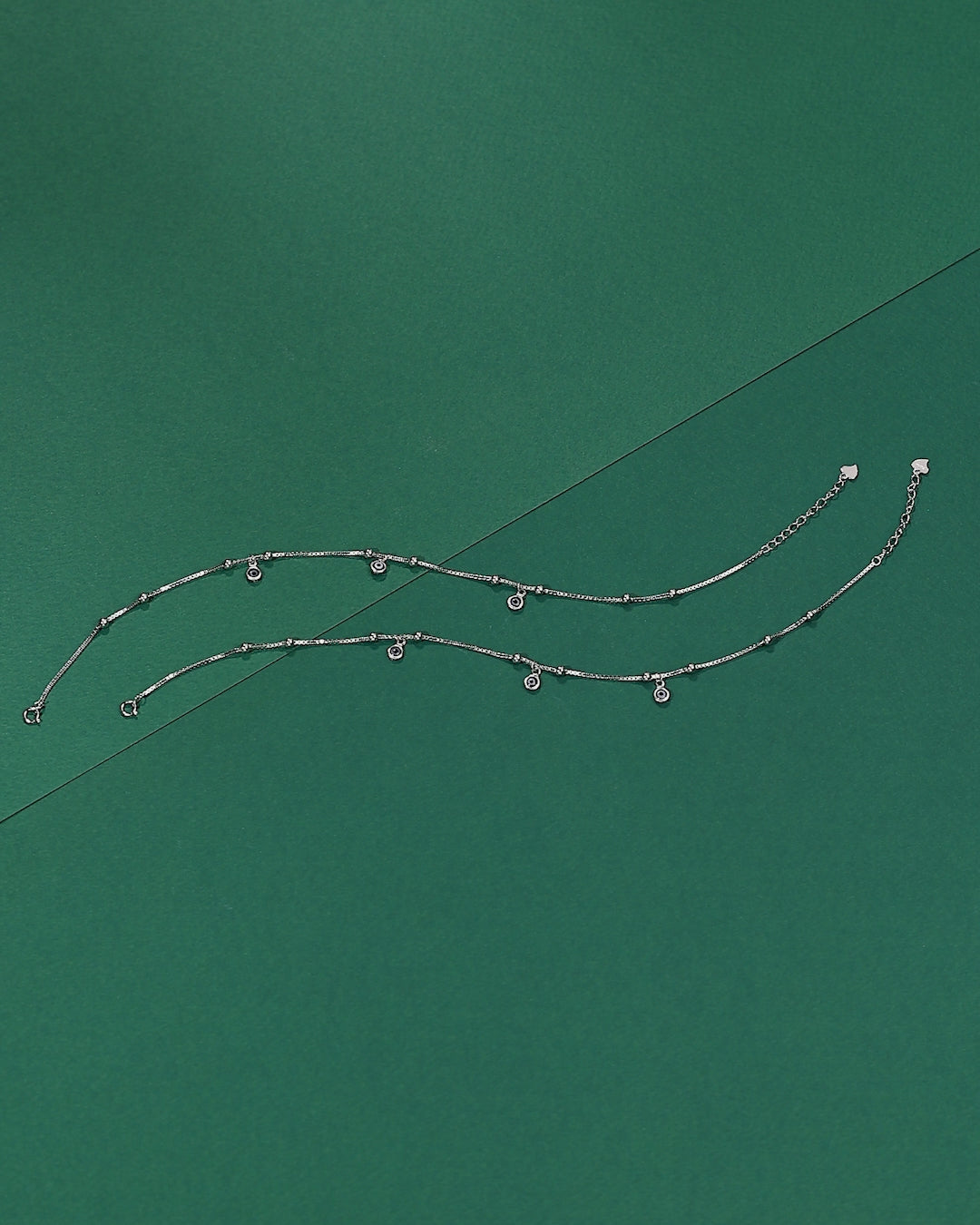 Minimalist Silver Evil Eye Charm Anklets