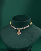 Pink Ruby Stone Pear Necklace in 92.5 Silver