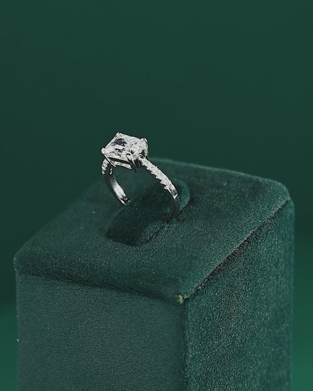 Modern Radiant Cut CZ Ring in 92.5 Silver