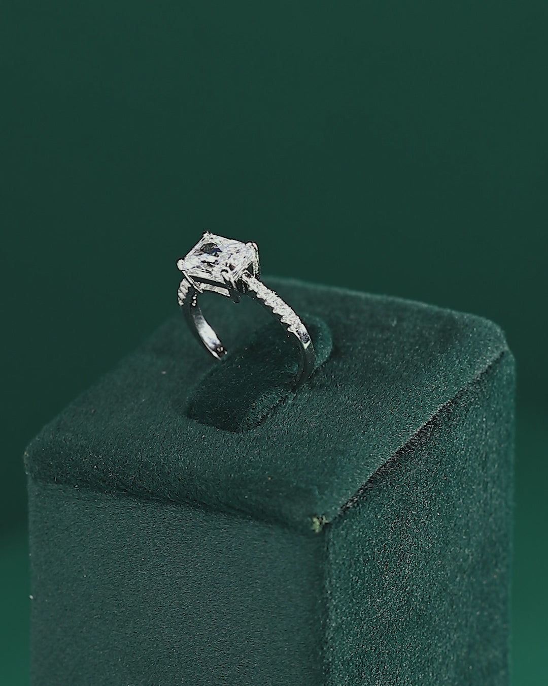 Modern Radiant Cut CZ Ring in 92.5 Silver