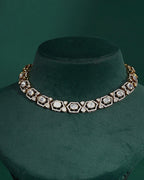Geometric Polki Pattern Necklace in 92.5 Silver