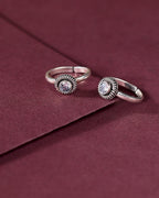 Oxidized Silver CZ Sunburst Toe Rings