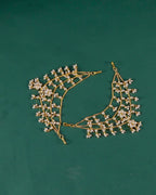Silver Three-Layered Gold Polished Matilu with Lustrous Pearl Drops