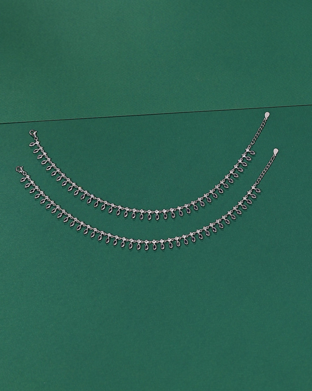 Bloom Blue Stone Silver Anklets