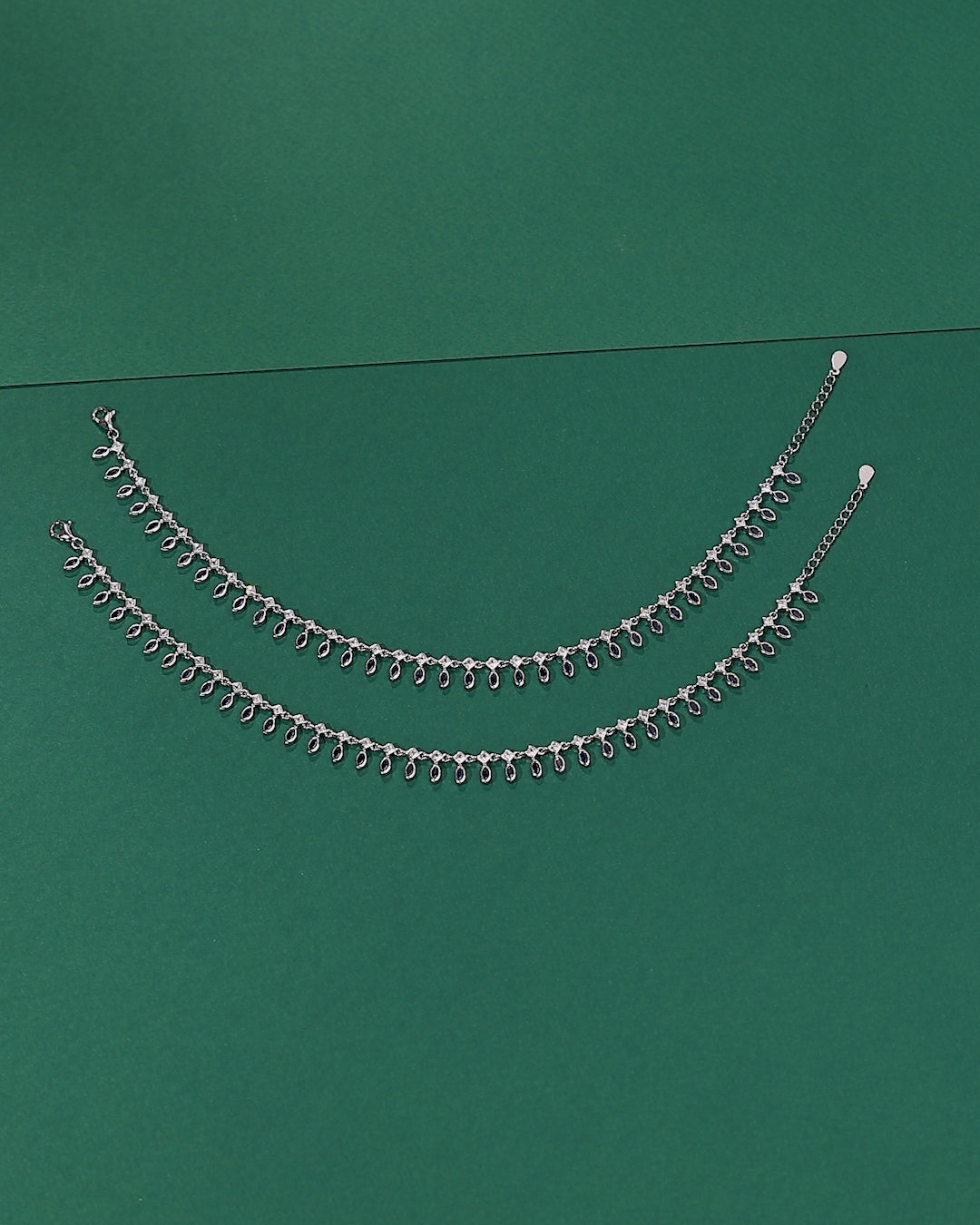 Bloom Blue Stone Silver Anklets