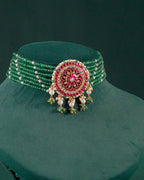 92.5 Silver Green Bead Choker