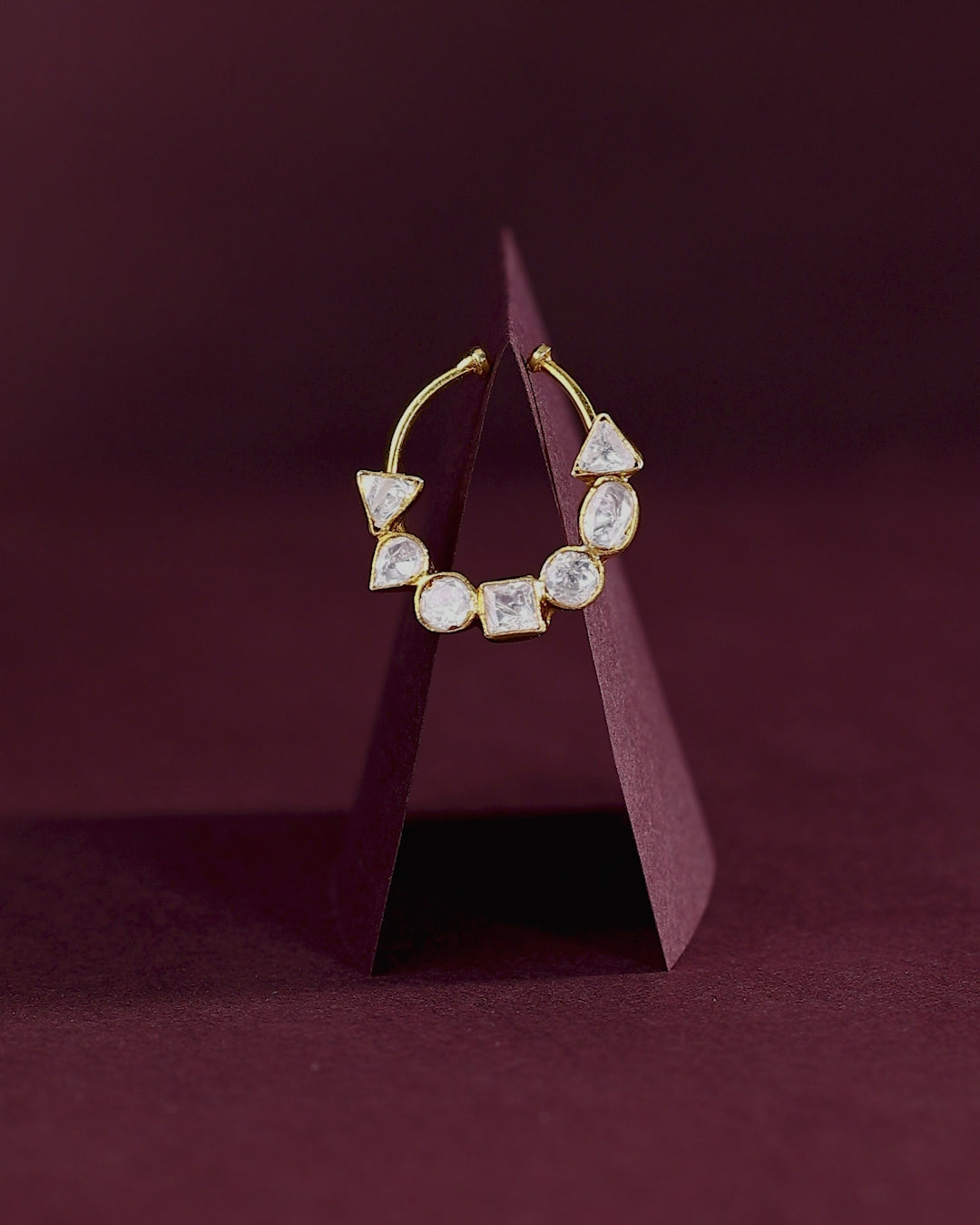 Silver Polki-Style CZ Nose Ring
