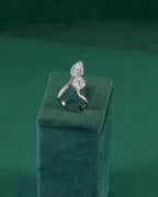Radiant Pear & Circular CZ Bypass Silver Ring