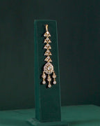 Silver Maang Tikka with Pear-Cut CZ and Seed Pearl Clusters