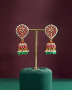 Vibrant Floral Kemp-Style 92.5 Silver Jhumkas