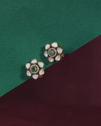 Silver Floral Studs with Gold Polish
