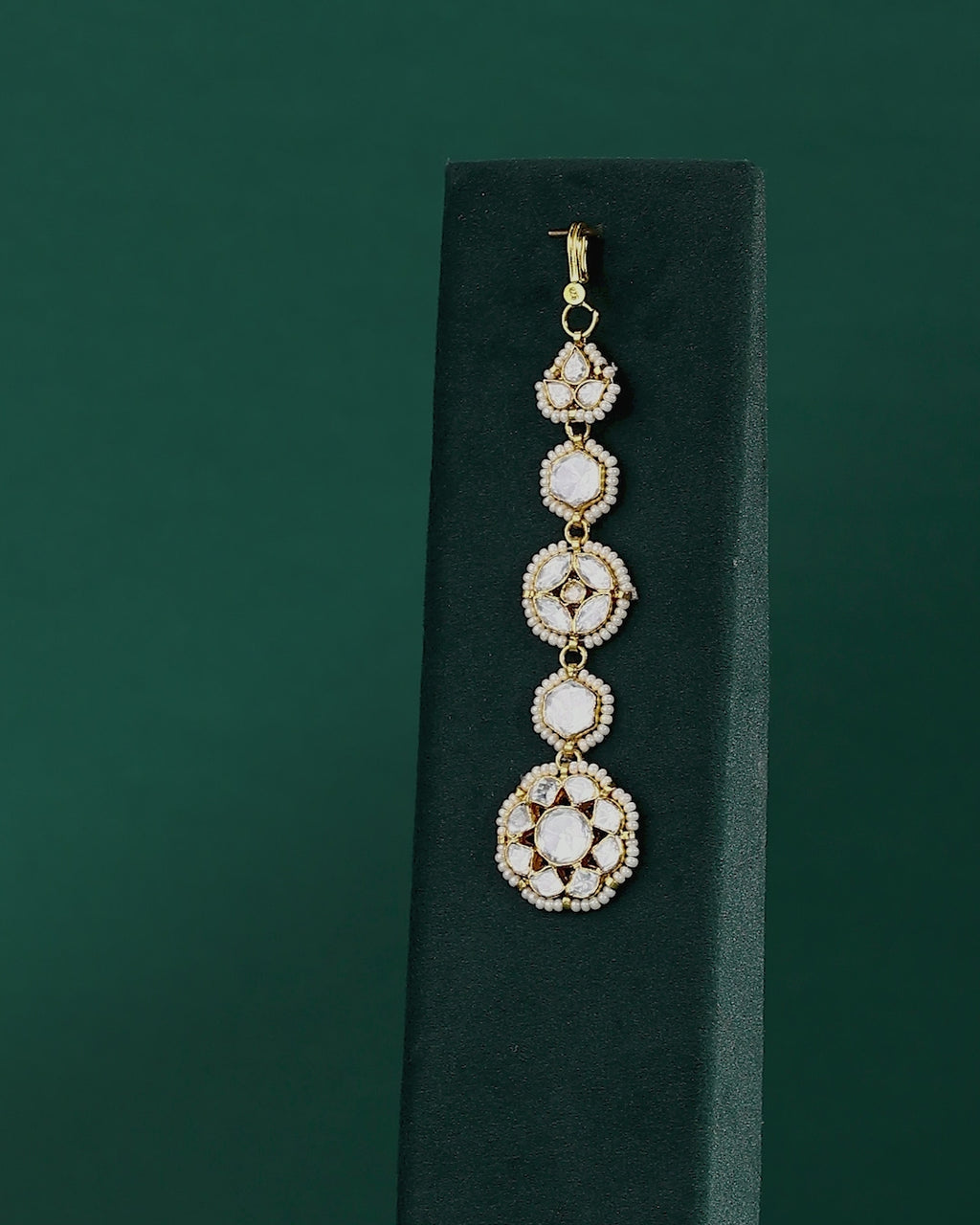 Polki Pattern Maang Tikka in 92.5 Pure Silver