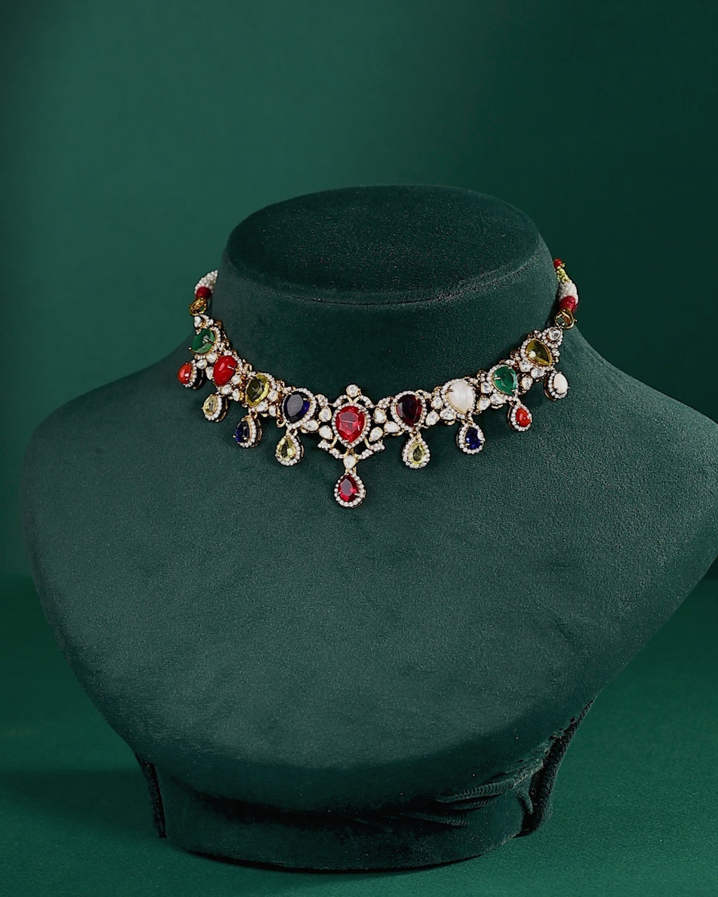 Silver Short Necklace with CZ & Pearl Accents