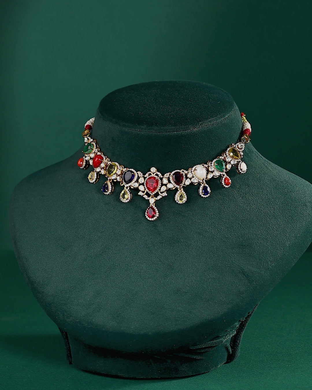 Silver Short Necklace with CZ & Pearl Accents