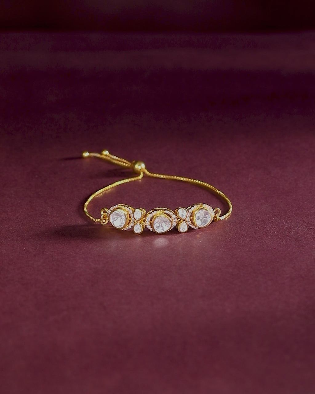 Silver Polki Pattern Slider Bracelet