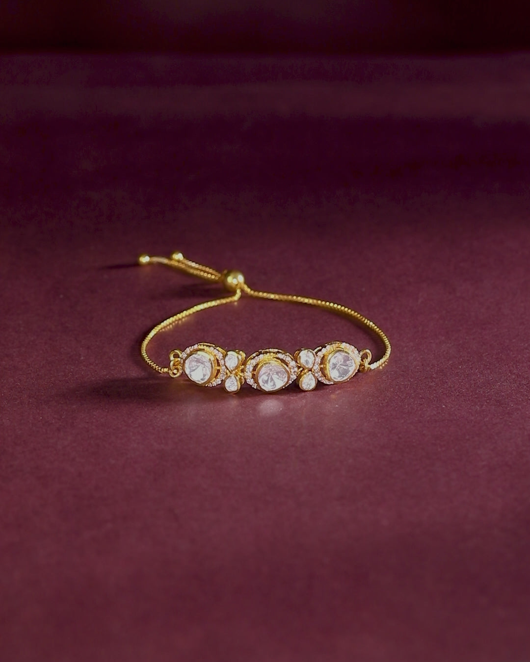 Silver Polki Pattern Slider Bracelet