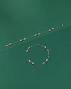 Silver Leaf Pattern Interlock Anklet